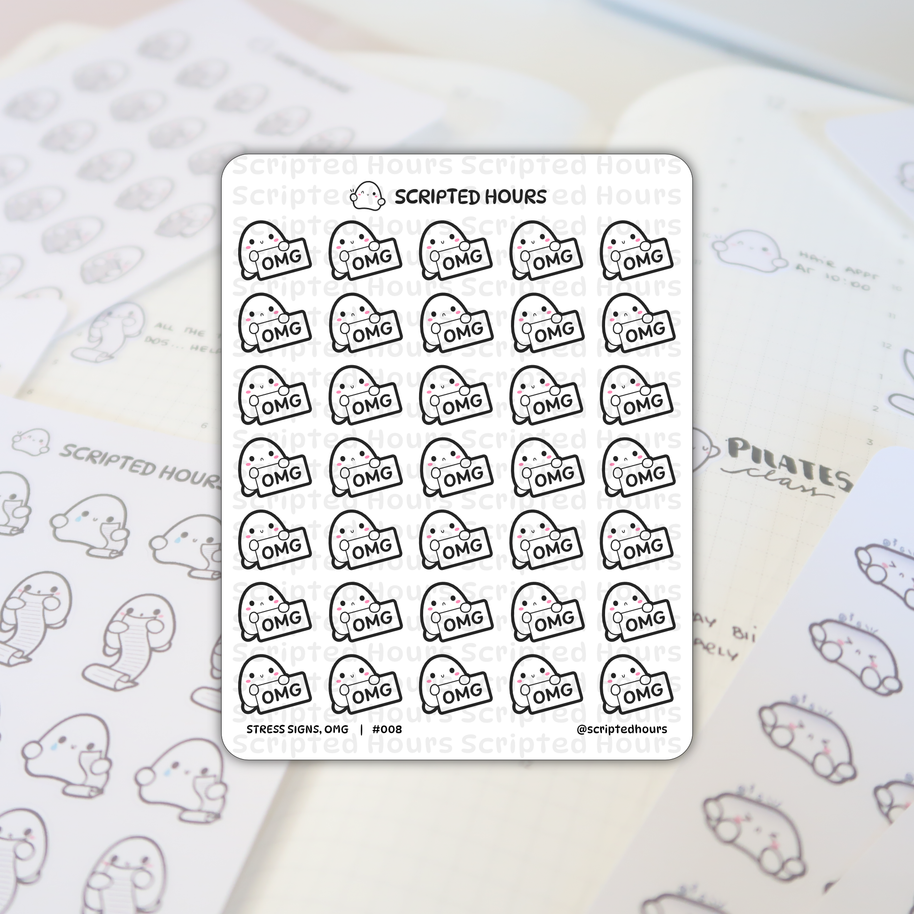 Scripted Hours sticker sheet of 